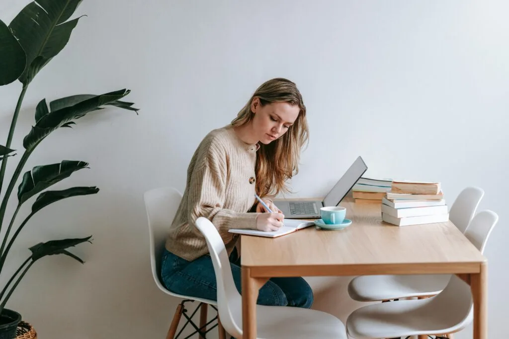 Woman taking a course to get a raise